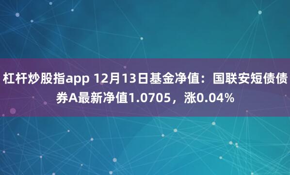 杠杆炒股指app 12月13日基金净值：国联安短债债券A最新净值1.0705，涨0.04%