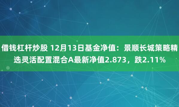 借钱杠杆炒股 12月13日基金净值：景顺长城策略精选灵活配置混合A最新净值2.873，跌2.11%