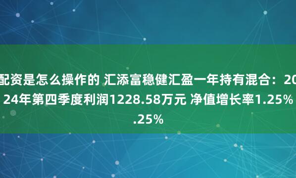 配资是怎么操作的 汇添富稳健汇盈一年持有混合：2024年第四季度利润1228.58万元 净值增长率1.25%