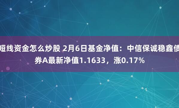 短线资金怎么炒股 2月6日基金净值：中信保诚稳鑫债券A最新净值1.1633，涨0.17%